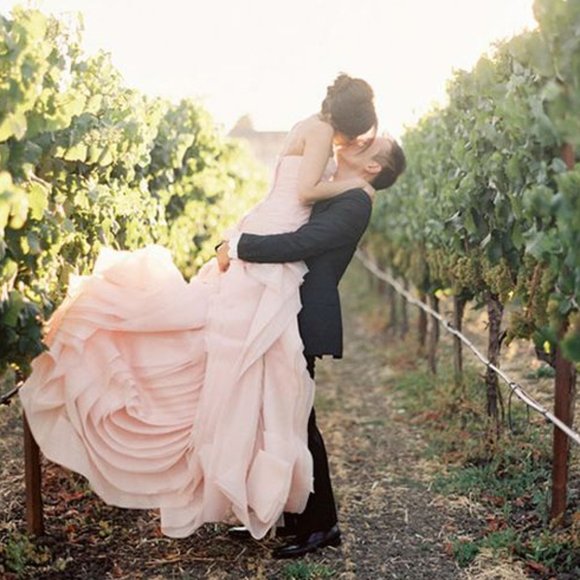 Vera Wang Blush Pink Wedding Gown Size 0 - Picture 7 of 16